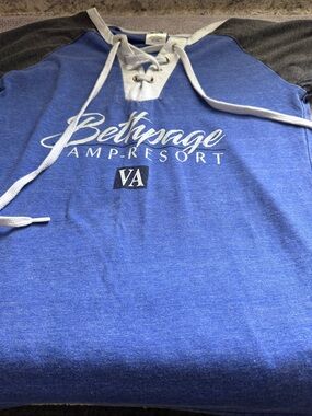 Avalon Blue and White Lace-Up Raglan Top